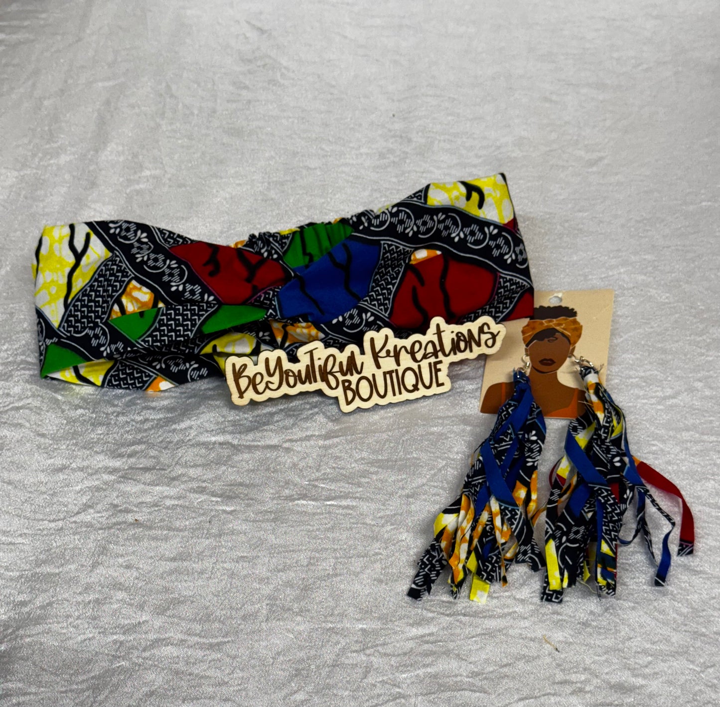 “Unity Vibes” Ankara Headband & Fringe Earring Set