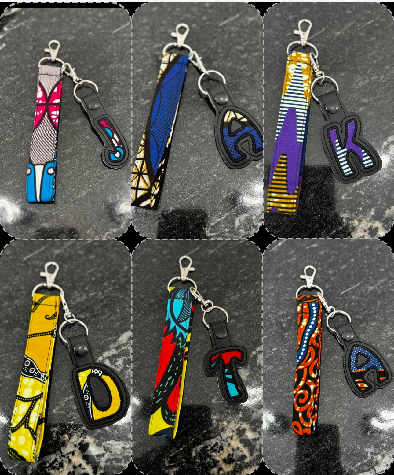 Ankara Initial Key Fob - Personalized Letter Charm