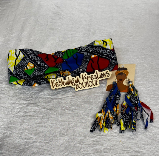 “Unity Vibes” Ankara Headband & Fringe Earring Set