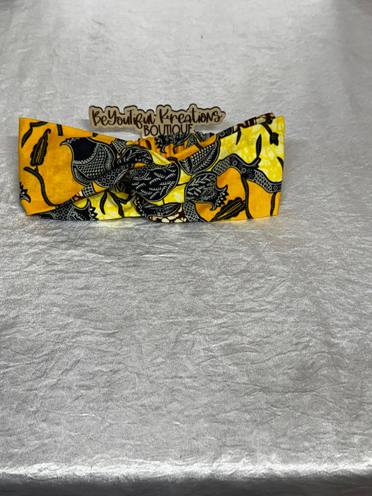 “Golden Bloom” Ankara Twist Headband